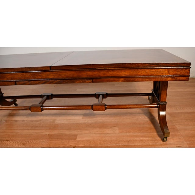 1930 English Regency Mahogany Banded Satinwood Coffee Table With Extending Leaf For Sale - Image 13 of 18