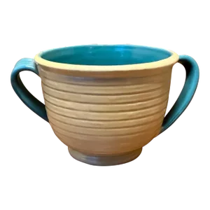 1930 Italian Art Deco Deuta Pottery Handled Ribbed Vase