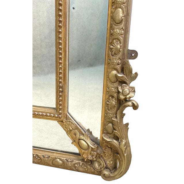 Large French Gilt Overmantle Mirror, 1860s For Sale - Image 4 of 12