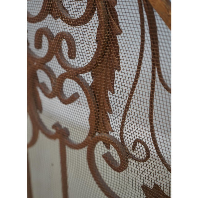 Vintage Three Panel Iron Frame Gold Painted Fireplace Screen For Sale - Image 14 of 14