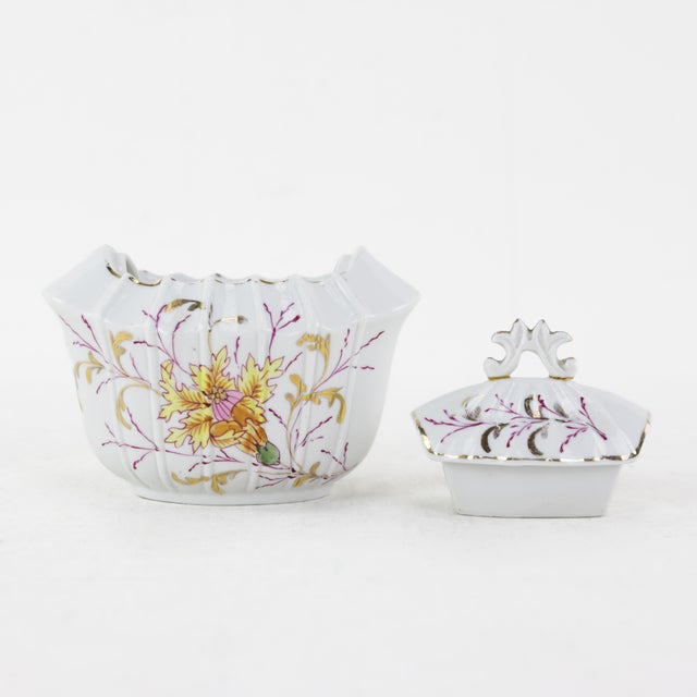 Vintage Hand-Painted Porcelain Tea Set With Floral & Gold Details For Sale In New York - Image 6 of 9