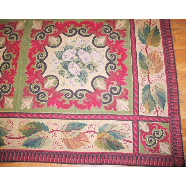 Late 19th Century 1880s Multicolor Floral Antique French Needlepoint Rug 11'10" X 14' Flatweave Wool Carpet For Sale - Image 5 of 6