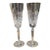 Late 20th Century Waterford Golden Lismore Tall Champagne Flutes 8.75" Gold Rim Signed Set of 2 For Sale