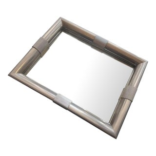 1970s Mid-Century Modern Silver Plated and Mirrored Glass Tray by Tommaso Barbi For Sale