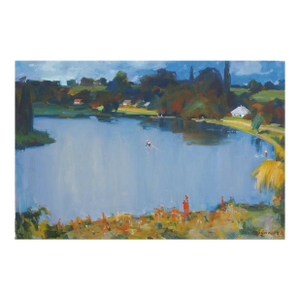 Ukrainian Impressionism River Oil Painting, 1980s Landscape Art 80-120