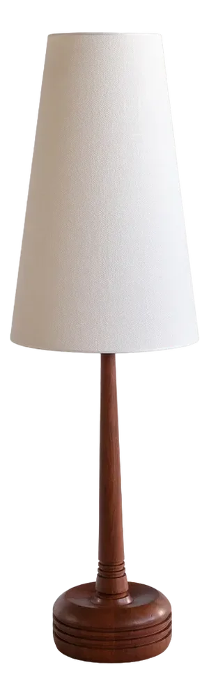 Tall Table Lamp in Teak Wood with Cone Shade from Tranås Stilarmatur, Sweden, 1960s