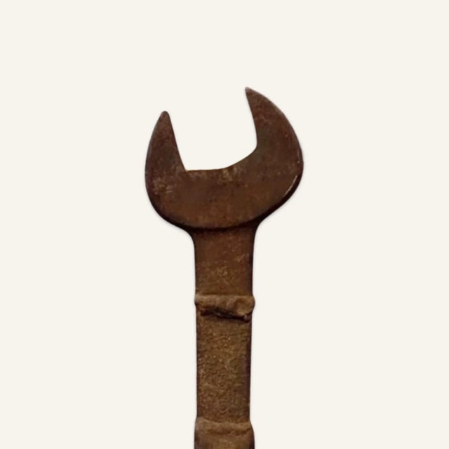 Industrial 1930s Large Decorative Industrial Mounted Cast Iron Wrench For Sale - Image 3 of 4