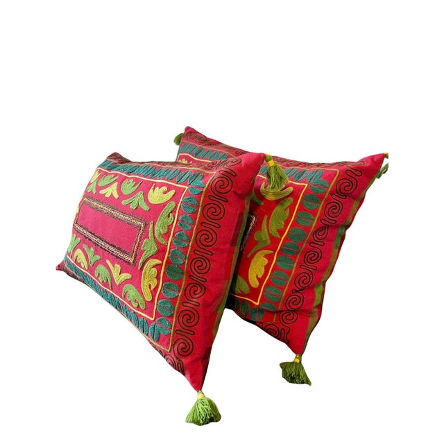 Early 21st Century Hand-Stitched Wool Tassel Throw Pillows- Set of 2 For Sale - Image 6 of 13