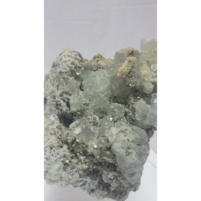 Gray Natural Apophyllite and Pyrite Specimen For Sale - Image 8 of 9