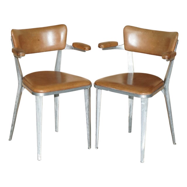 BA3 Chairs in Brown Leather by Ernest Race, 1950s, Set of 2 For Sale