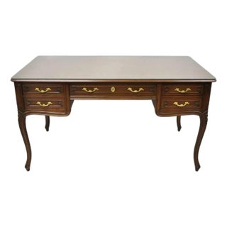 Vintage French Country Provincial Louis XV Style Walnut Office Writing Desk For Sale