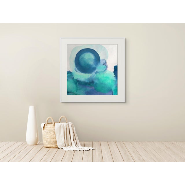 Not Yet Made - Made To Order Modern Watercolor Original Art Print Blues Greens For Sale - Image 5 of 5