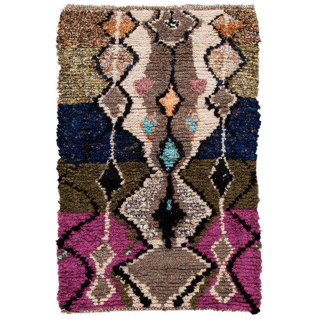 Vintage American Rag Handmade Multicolor Wool Rug For Sale - Image 10 of 10