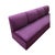 An upholstered aubergine banquette with tight four cushion back and bench seat. Sits on chrome base. Stains to fabric.