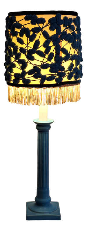 Vintage Table Lamp with Blue Ceramic Base and Fabric Shade by Lamplove, 1980s
