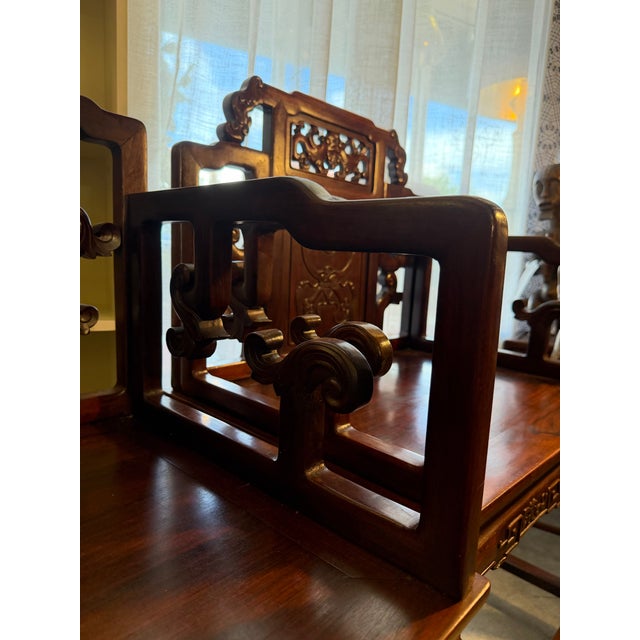 Antique Qing Dynasty Style Hand Carved Solid Rosewood Chairs a Pair For Sale - Image 10 of 12