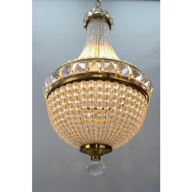 Empire Czech Crystal Beaded Dome Chandelier, 1950s For Sale - Image 13 of 18