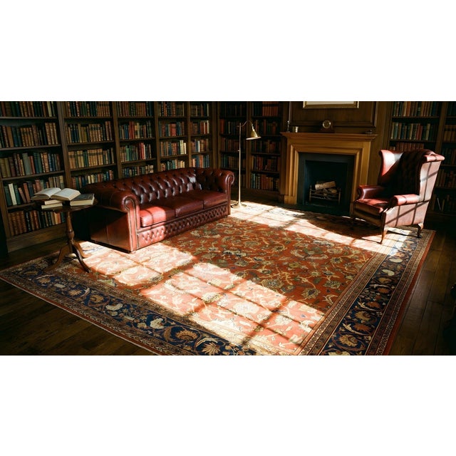 1900s Red Rust Rustic Floral Antique Persian Sultanabad Rug 11' 6'' X 12' Handknotted Wool Carpet For Sale - Image 9 of 9