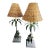 Vintage Italian Monkey Lamps With Tole Palm Trees & Wicker Shades - A Pair For Sale