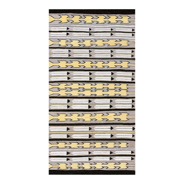 1930s Antique Gray Allover Tribal Geometric Native American Flatweave Navajo Rug For Sale