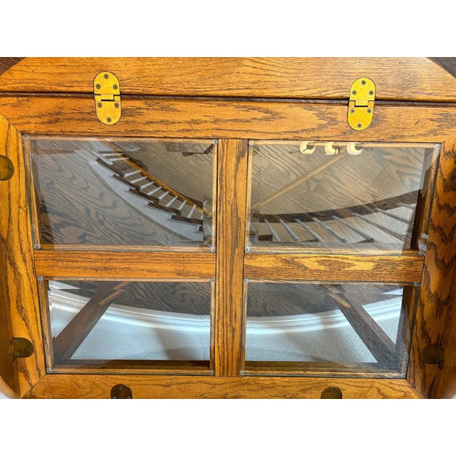 Mid 20th Century Attributed to Thomasville American Oak Expandable Gatefold Coffee Table With Glass Top For Sale - Image 12 of 12