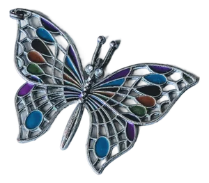 Large Pendant, a Take on the Classic Vintage Plique a Jour Butterfly Brooch