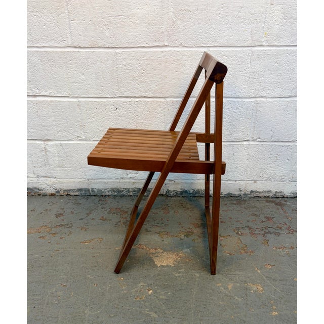 Mid-Century Modern Drop Leaf Hide a Way Table W/ Four Folding Chairs For Sale - Image 12 of 18