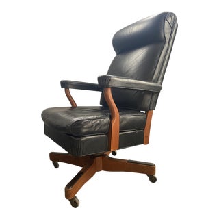 Mid-Century Modern Wh Gunlocke Executive Desk Chair / Rolling Office Chair For Sale