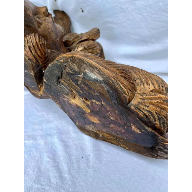 Rare Large 15th Century Renaissance English Oak Roof Angels Corbel. For Sale - Image 11 of 12