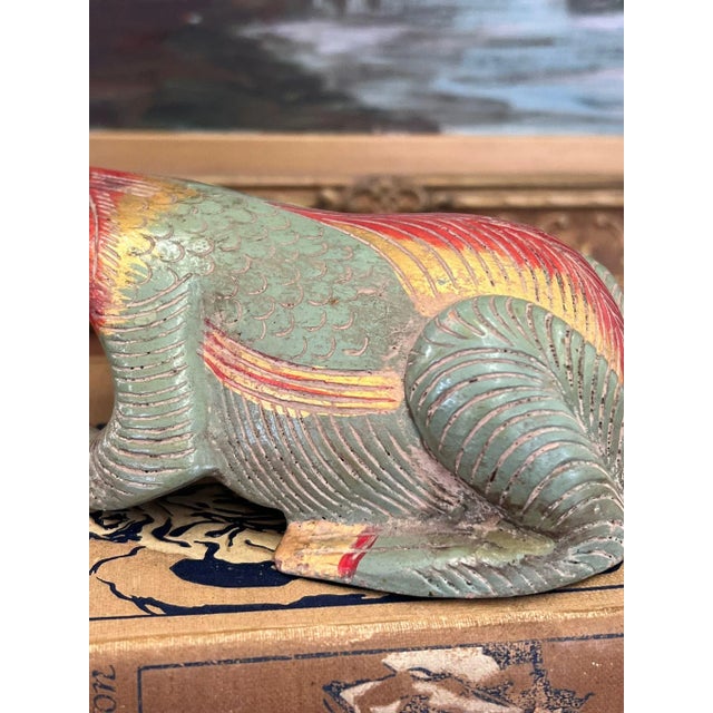 Vintage Hand Carved and Hand Painted Wooden Frog Figurine For Sale - Image 9 of 9