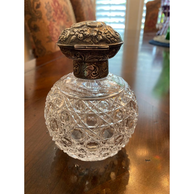 Antiques Sterling Silver and Cut Crystal Bottle For Sale - Image 10 of 12