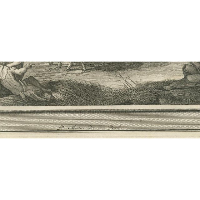 18th Century Pieter Mortier, Dagon Falls Before the Ark and the Ark Sent Back, 1700, Engraving For Sale - Image 5 of 12