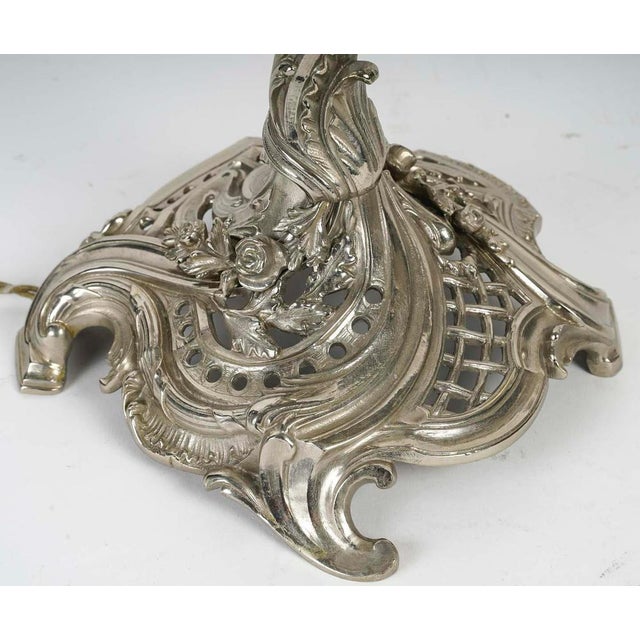 Louis XV Style Silver Plated Bronze Candelabra, 19th Century, Set of 2 For Sale - Image 6 of 8