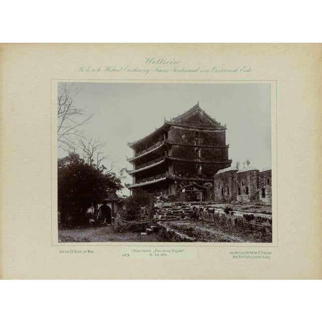 Eduard Hodek Jun, China Canton Five Storey Pagoda, Vintage Photograph, 1893 For Sale - Image 3 of 3