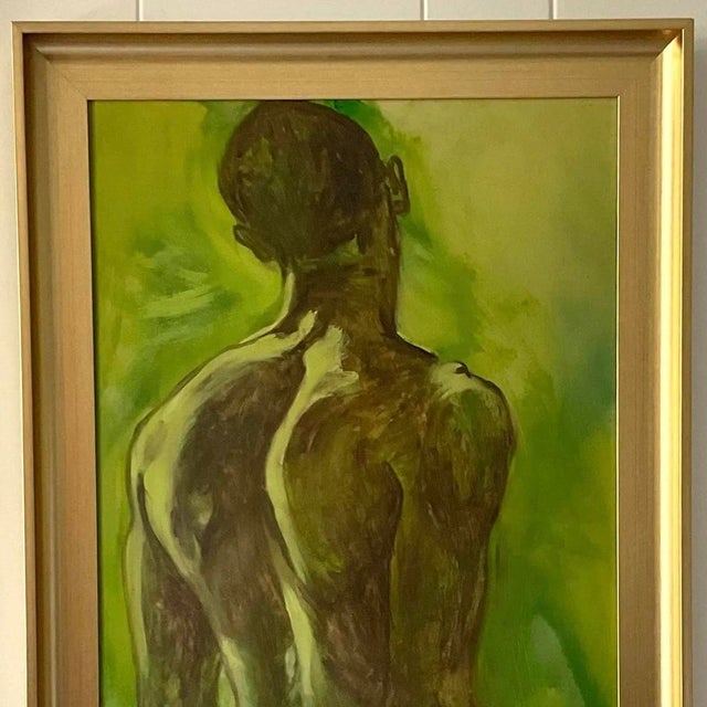 Vintage Modernist Male Nude Figure Study Oil Painting For Sale - Image 13 of 13