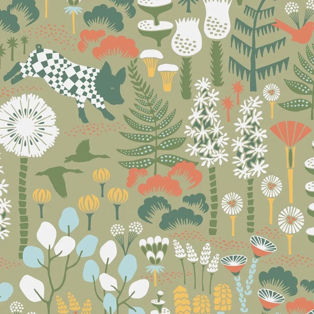Borastapeter Hoppmosse Wallpaper in Sage For Sale