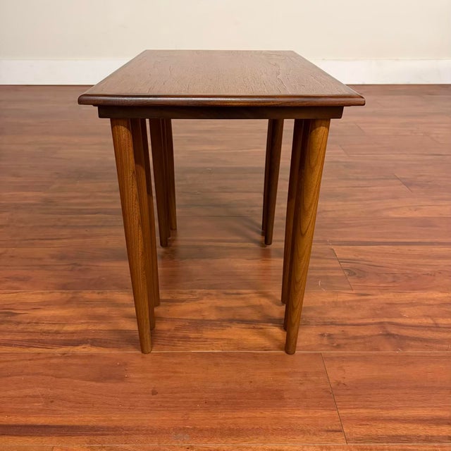 Mid 20th Century Danish Modern Teak Nesting Tables -Set of 3 For Sale - Image 5 of 6