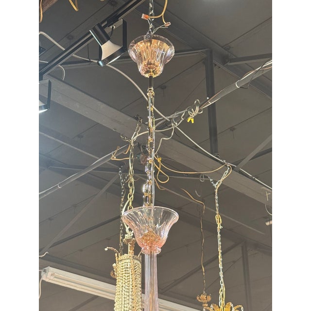 Glass Murano Pink Glass Chandelier For Sale - Image 7 of 7