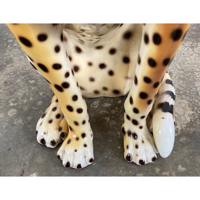 Vintage Italian Capodimonte Ceramic Cheetah Sculpture For Sale - Image 9 of 10