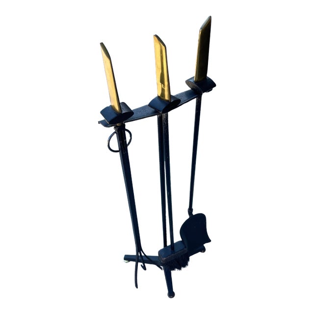 Vintage Mid Century Modernist Donald Deskey Fireplace Tool Set, 4 Pieces For Sale