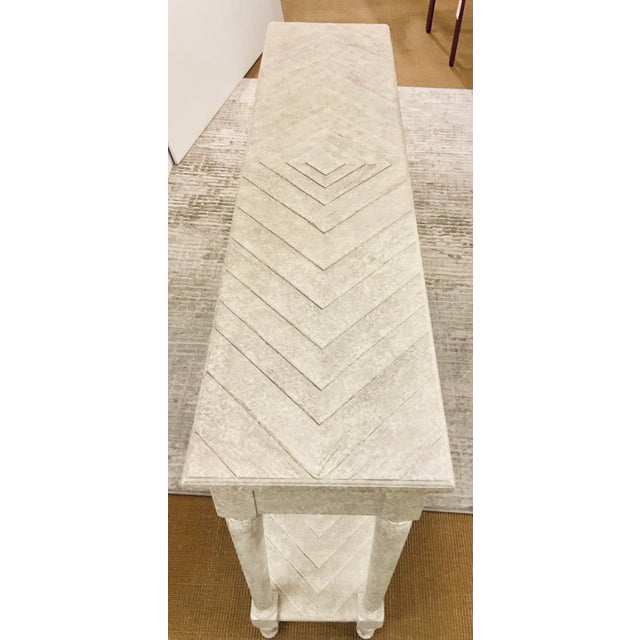 2020s Jonathan Charles Transitional Gustavian Inspired Parquet Console Table For Sale - Image 5 of 8