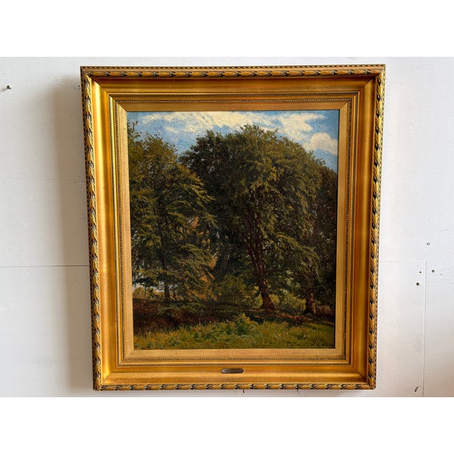 Godfred Christensen, Sunlit Beech Forest, Oil Painting, 1879 For Sale - Image 9 of 11