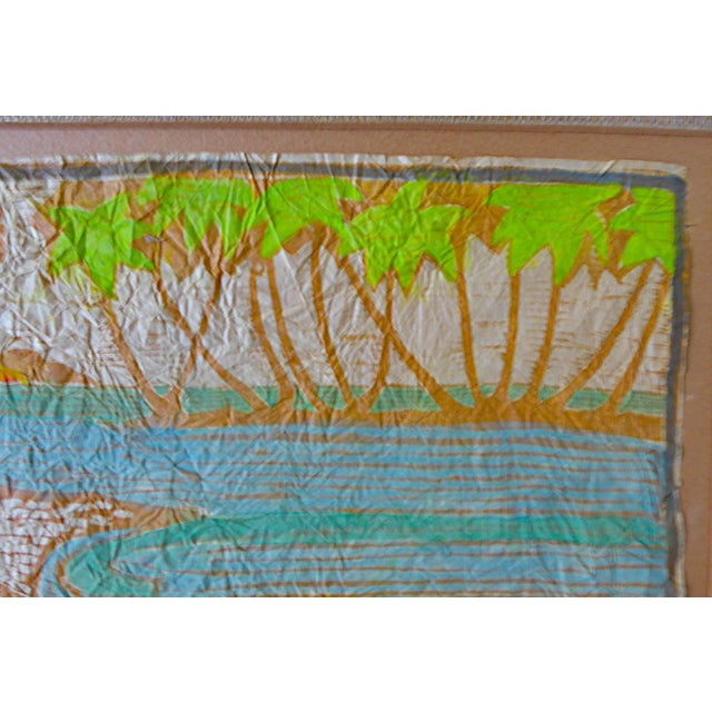 1950s Tropical Modern Watercolor/ Handmade Paper "Hauling in the Net" Tahiti 1950s For Sale - Image 5 of 12