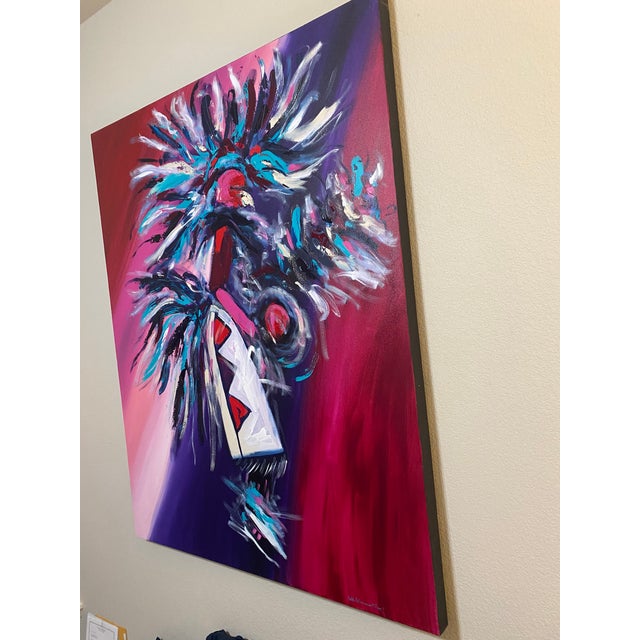 Original Canvas Painting by late Samta Fe Artist Pablo Antonio Milan. “Feather Dancer” 48” X 60”. It’s a beautiful One of...