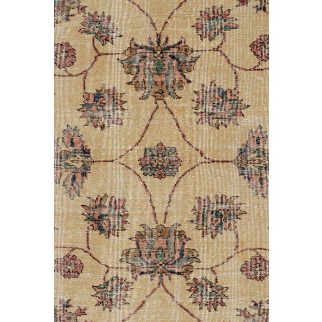 1960s Vintage Zeki Müren Rug in Cream With Floral Patterns, by Rug & Kilim For Sale In New York - Image 6 of 8