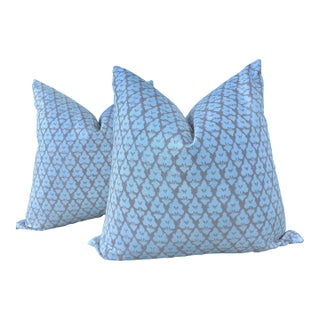 Contemporary Thibaut “Arboreta” Pillows in Blush - A 22" Pair For Sale