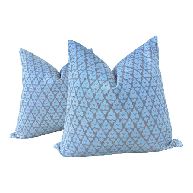 Contemporary Thibaut “Arboreta” Pillows in Blush - A 22" Pair For Sale