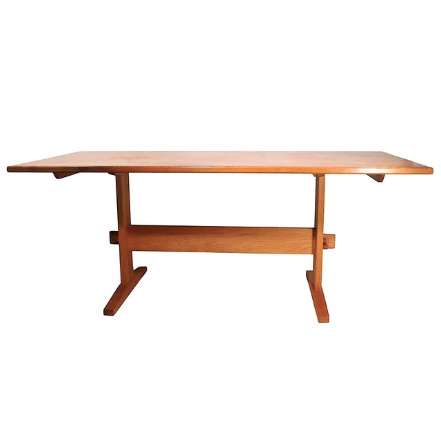 Mid Century Scandinavian Trestle Base Dining Table For Sale - Image 4 of 13
