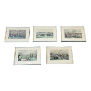 Antique Set of Five Hunting Prints Drawn & Etched by H Alken For Sale