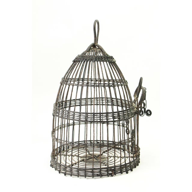 19th Century 19th C. Victorian Round Beehive Shaped Wire Bird Cage For Sale - Image 5 of 14